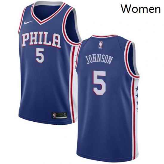 Womens Nike Philadelphia 76ers 5 Amir Johnson Swingman Blue Road NBA Jersey Icon Edition